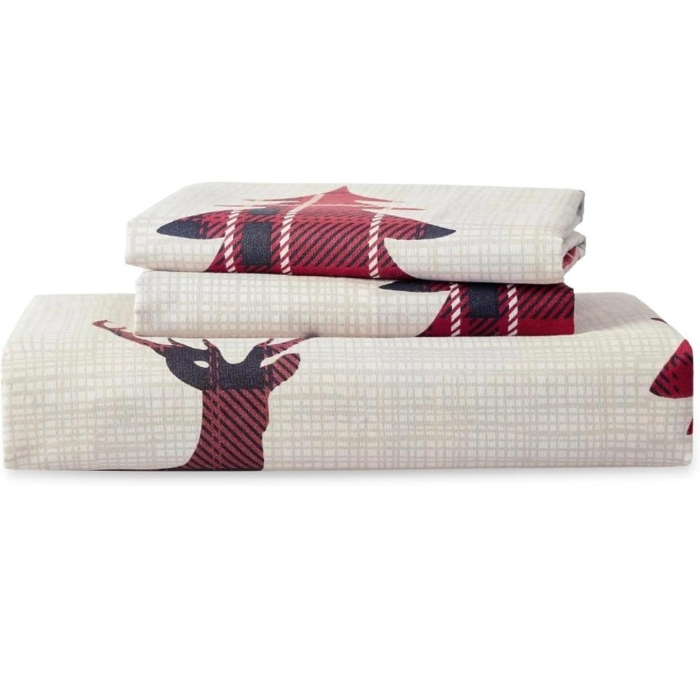 Duvet Cover Set Holiday Red and Beige Reindeer Bedding Set - Brand Unknown - Picture 4 of 6